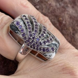Gem Insider SS Buffalo & Amethyst N-S ring size 8